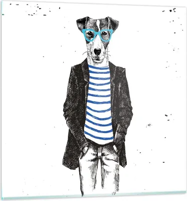 Produktbild von Bilder auf glas - Hund Abstraktion - 60x60cm - Glasbilder - Wandbilder - Kunstdruck - zum Aufhängen bereit - Wanddekoration aus Glas - Glas Bilder - Wandbild auf Glas - Einteilig - GAC60x60-3848