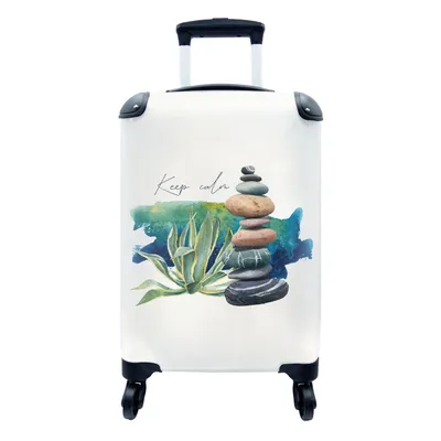 Produktbild von MuchoWow® Koffer Handgepäck Trolley Rollkoffer Kleine Reisekoffer mit 4 Rollen - Steine - Pflanze - Meer - Cabin Size < 55x40x23 cm & 55x40x20 cm - Fotokoffer - Kabinenkoffer - Boardgepäck - Reise-Box - Reisekoffer - Reisegepäck - Koffer mit Bild - Trolley für Kinder