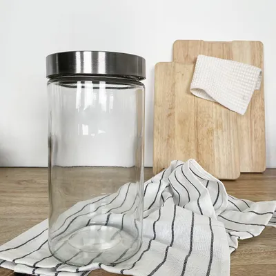 Image de Ritzenhoff & Breker Verre à provisions "VIO", rond, 1,6 l en verre, avec couvercle à visser en acier inoxydable, - 4 pièces (812091)