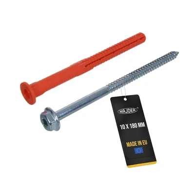 Produktbild von NAJDER Spreizdübel Spreizdübel für Lochstein und Porenbeton, extrem hohen Haltewerte, große Verankerungstiefe 10x180 mm verzinkt / SW13 T40 (10 Stück)