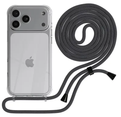 Produktbild von EAZY CASE Handykette mit Hülle für Apple iPhone 17 Pro Max Backcover Handykette, zum Umhängen in Dunkelgrau