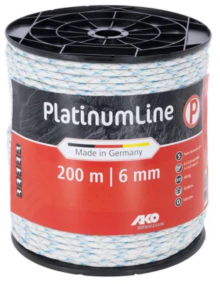 Immagine prodotto di AKO Weidezaunseil PlatinumLine weiß/blau, 200 m Länge, 6 mm breit, Tierzaun