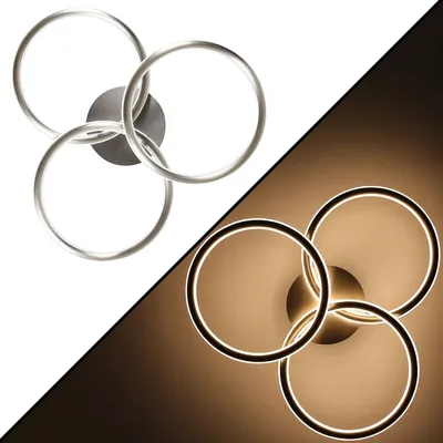 Produktbild von ZMH LED Deckenleuchte 41 W Wohnzimmer Moderne Ringe Design warmweißes Licht 3000K Schlafzimmerleuchte 3 Glühbirnen
