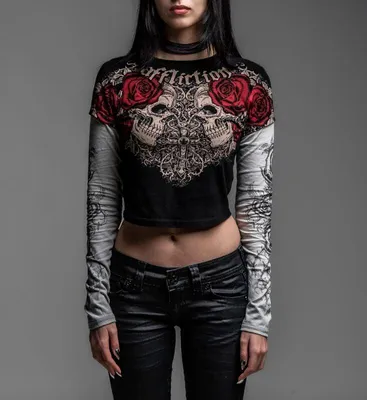Produktbild von Affliction Langarmshirt Damen Forgotten 2Fer schwarz XL