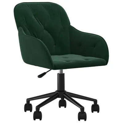 Image de vidaXL Chaise de bureau pivotante vert foncé velours
