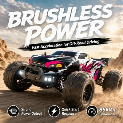 Immagine prodotto di Camion fuoristrada radiocomandato - Monster truck in scala 1:16 - Trazione integrale 4WD - Motore brushless 2847 - Frequenza 2,4 GHz - Autonomia di circa 28-35 minuti - 1 batteria