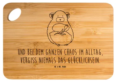 Produktbild von Mr. & Mrs. Panda Frühstücksbrettchen Chinchilla Blume - Transparent - Geschenk, Kummer, Büro, Glücklichsein, Schneidbrett Küche, Hackbrett, Holzbrett, Schneidebrett