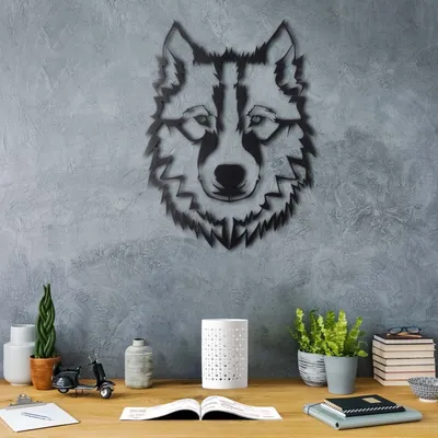 Produktbild von Wallity, Wolf v11, Wanddeko, Schwarz, Metall, 38 x 50 cm
