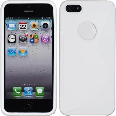 Produktbild von PhoneNatic Case kompatibel mit Apple iPhone 5 / 5s / SE - weiß Silikon Hülle S-Style Logo + 2 Schutzfolien