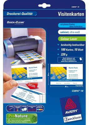 Produktbild von Avery Zweckform Avery Business Cards - 10 Stck. 10 Visitenkarten