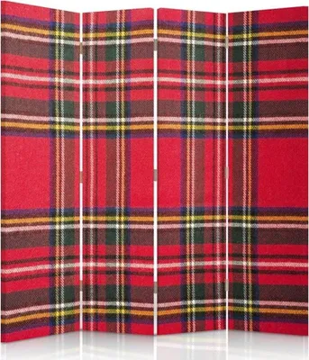 Produktbild von Paravent - Raumteiler Tartan - Dekorativer Raumtrenner cm. 145x170 (4 x)