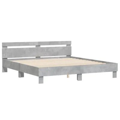 Produktbild von Bettgestell mit Kopfteil Betongrau 160x200 cm Holzwerkstoff
