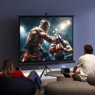 Produktbild von SUGIFT Beamer Leinwand klappbar, Projektionsleinwand 4:3 Format, Leinwand Heimkino, Schwarz | 6,5 kg | Metallgestell | 84 Zoll / 171 x 131 cm