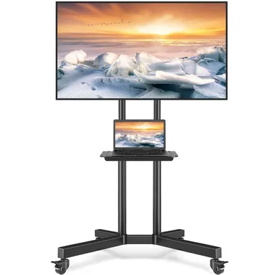 Produktbild von RFIVER TV Ständer Rollbar, TV Rollwagen Höhenverstellbar für 32-80 Zoll Fernseher bis zu 50 KG, Max VESA 600x400 mm
