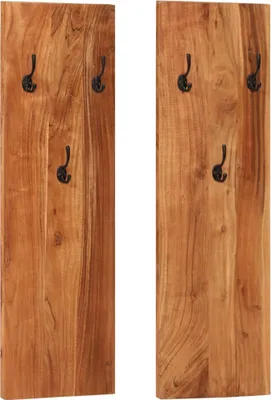 Produktbild von Wandgarderoben 2 Stk. 36x3x110 cm Massivholz Akazie