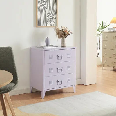 Obrázek produktu pro Kovová skříňka "Hämeenlinna" se 3 zásuvkami ocel 60 x 40 x 72 cm Fialová