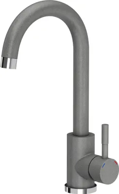 Immagine prodotto di Rubinetto miscelatore da cucina QUADRON KATE SteelQ Rubinetto miscelatore 360°, colore: grigio, altezza: 22,3 cm Funzione QFix, rubinetto da cucina rotante in acciaio inox