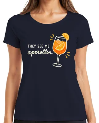 Obrázok produktu pre Tričko s potlačou "Aperol Spritz", letné, pre ženy, s nápisom "Aperol", modrej farby, veľkosť L