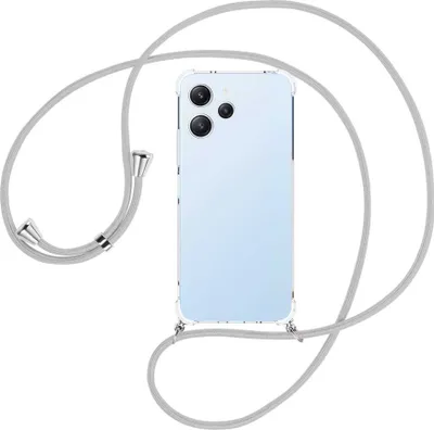 Produktbild von Handykette Backcover-Schutzhülle mit Band (Metall silberfarben) für Xiaomi Redmi 12 (6.79'') - silbergrau