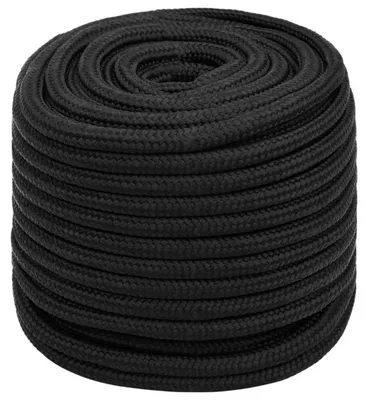 Produktbild von Bootsseil Polypropylenseil Tauwerk Flechtleine Schnur für Boote Garten Camping und Outdoor reißfest wetterbeständig Mehrzweckseil 12 mm Schwarz 250 m