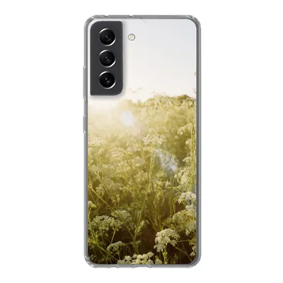 Produktbild von MuchoWow® Handyhülle Schutzhülle Hülle für Samsung Galaxy S21 FE Blumen - Weiß - Frühling Silikon Softcase Handy Hülle - Mobiltelefonhülle
