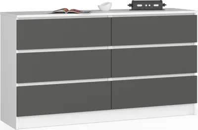 Obrázek produktu pro Akord Komoda 6 zásuvek bílá/grafitová