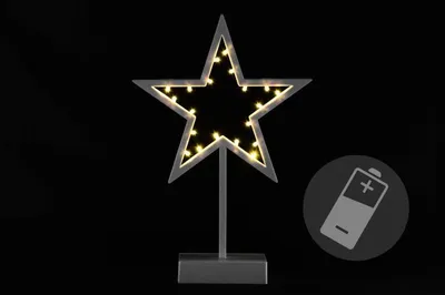Zdjęcie produktu dla Świąteczna dekoracja - gwiazda na stojaku, 38 cm,20 diod LED