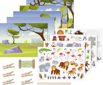 Image de HEYDA 203781003 HEYDA Rubbelsticker Karten-Set "Zootiere"
