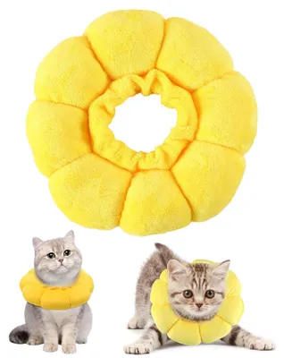 Productafbeelding van Verstelbaar waterdicht kattenhalsband met zonnebloemdesign, M (geel)
