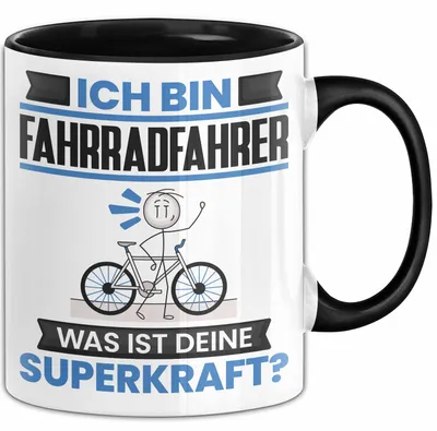 Produktbild von Fahrradfahrer Tasse Geschenk für Fahrradfahrer Geburtstag Lustiger Spruch Kaffee-Becher Was Ist Deine Superkraft (Schwarz)