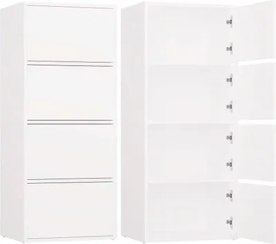 Immagine prodotto di Moderna cassettiera a 4 ante ALMA con sistema TIP-ON senza maniglie | Colore: bianco | 50x119x40 cm