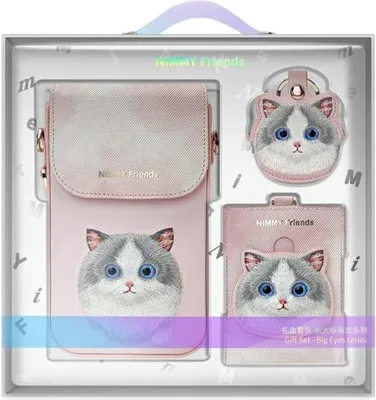 Obrázek produktu pro Nimmy Set 3W1 Taška na telefon + Peněženka + Pouzdro s lokátorem Pink/Pink Big Eyed Pet 2.0 Cat