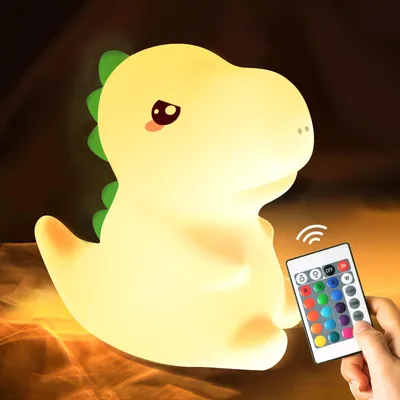 Produktbild von One Fire Dino Teenager Jungen Geschenk, 16 Farben + Silikon + Dimmbar + 12 Stunden Nutzung Dino Lampe Dino Nachtlicht, Dino Geburtstag Deko Dino Party Deko, Dinosaurier Geschenk FüR Jungen 10 Jahre