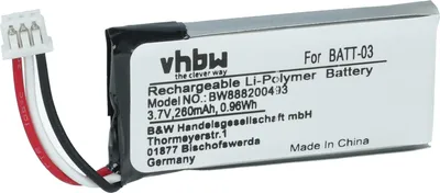 Produktbild von vhbw Akku kompatibel mit Sennheiser OfficeRunner, Pro 1, SD Office, MB Pro 2, Pro 2 Wireless Headset Kopfhörer (200 mAh, 3,7 V, Li-Polymer)
