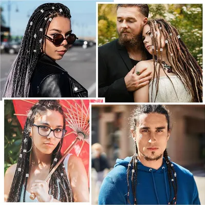 Produktbild von Dreadlocks Haaraccessoires, silberne Haarringe, metallene Haarkralen, verstellbare metallene Zöpfe, Accessoires für Frauen und Mädchen, 220 Stück