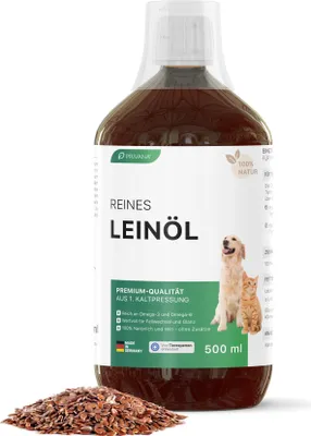 Produktbild von PRIVANA 500ml Omega-3 Leinöl 100% rein - Hunde Katzen Barföl Futteröl