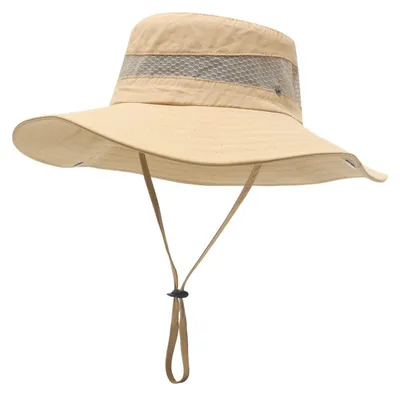 Immagine prodotto di Cappello da sole mimetico da uomo, stile safari, con rete, cappello da esterno, modello boonie, taglia unica, colore beige, materiale: poliestere
