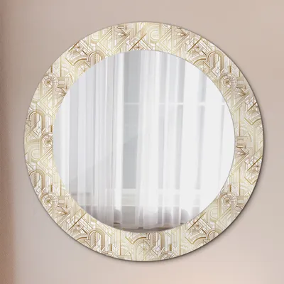 Produktbild von Dekospiegel Runder Spiegel mit Modernem Aufdruck – Wandspiegel – Spiegel - Rundspiegel - Art Deco Zusammensetzung - Rund: Ø60 cm