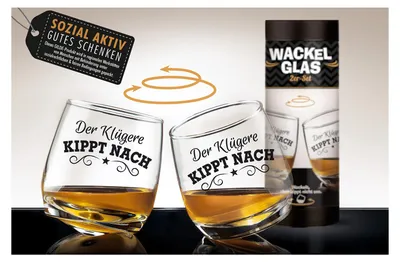 Produktbild von Wackelglas "Der klügere kippt nach", 2er Set