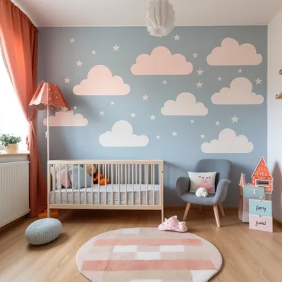 Wolken und Sterne für das Kinderzimmer – Decords Wandtattoo, Produktansicht 1