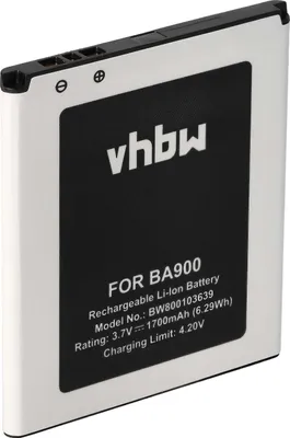 Produktbild von vhbw Akku Ersatz für Sony BA900 für Handy Smartphone Telefon (1700 mAh, 3,8 V, Li-Ion)