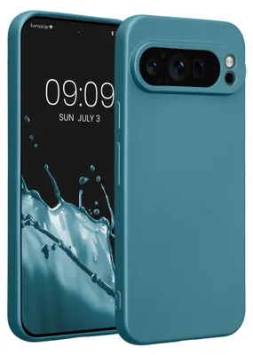 Produktbild von kwmobile Handyhülle für Google Pixel 9 Pro XL Hülle - weiche Silikon Case metallisch schimmernd - Schutzhülle Cover - Metallic Karibikblau