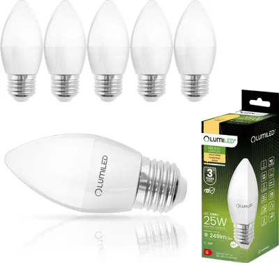 Produktbild von LUMILED B35 E27 LED Lampe 2,5W (ersetzt 25W), 249 Lumen, Kerze Milch Glas Leuchtmittel in Kerzeform 3000K Warmweiß Birne Lampen 180° Grad Abstrahlwinkel LED Lampenn Kerzenbirnen 6er-Pack