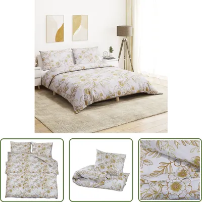 Zdjęcie produktu dla The Living Store Komplet pościeli biało-brązowy 200x200 cm bawełna
