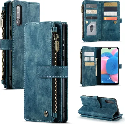 Obrázek produktu pro Galaxy A50 Pouzdro,PolyuretanKožené Pouzdro na Zip, Magnetické Uzavírání, Kapsa na Karty, Stojánek, Peněženka, Ochranné Pouzdro pro Samsung Galaxy A50 modré