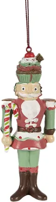Zdjęcie produktu dla Clayre & Eef Świąteczna zawieszka dziadek do orzechów 12 cm czerwony polyresin