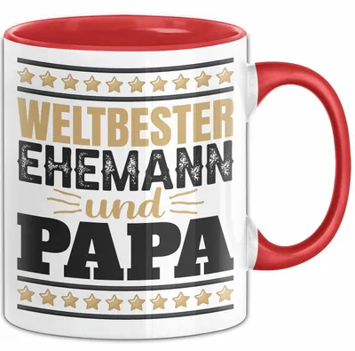 Produktbild von Lustige Tasse Geschenk Weltbester Ehemann Und Papa Becher (Rot)