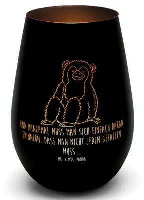 Produktbild von Mr. & Mrs. Panda Windlicht Glas Affe - Schwarz - Geschenk, Teelichthalter, Affen, Afrika, Motivation, Liebe, Gold, kerzenhalter für teelichter, Laterne, Deko, Selbstliebe