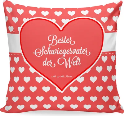 Produktbild von Mr. & Mrs. Panda Kissen 40x40 Schwiegervater - Geschenk, Deko, für sofa, Schwiegertochter, Daddy, Kleinigkeit, Sofakissen, Dad, Bester, kuschelkissen