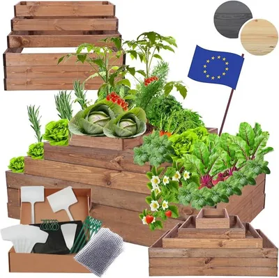 Imagen del producto de Cama elevada de madera, maceta para flores, jardinera, 54x117x120 cm, color marrón